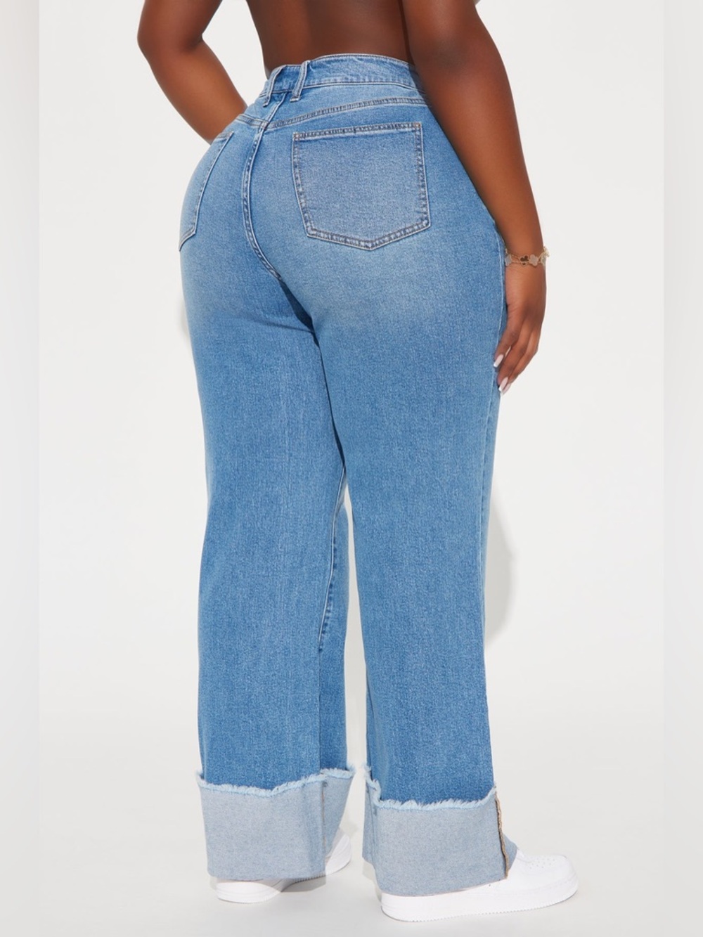 NWT Fashion Nova Light Wash All The While Cuffed Wide Leg Jeans! Sz 16 PLUS! - Picture 4 of 8